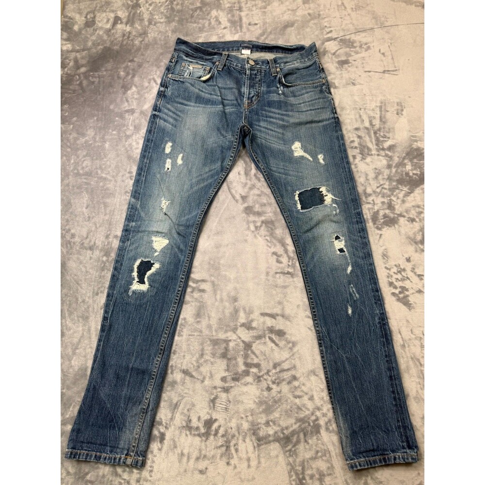 Jacob Davis Jeans Womens 31 Blue Medium Wash Skinny Jeans Distressed Made in USA